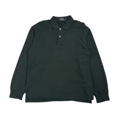 90s Polo by Ralph Lauren ポロ ラルフローレン ワンポイント刺繍 長袖 ポロシャツ L/ダークグリーン系 メンズ ビンテージ