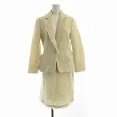 23区 オンワード樫山 セットアップ テーラードジャケット タイトスカート ひざ丈 ツイード フリンジ 36 38 ベージュ CJKWOSA0304 /RO