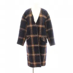 レッセパッセ LAISSE PASSE チェックVカラーCO ノーカラーコート ロング 36 ネイビー 3311119615 /MMのサムネイル