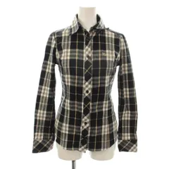 バーバリーブルーレーベル BURBERRY BLUE LABEL シャツ ブラウス 36 黒 白 チェック柄 長袖 前立て斜め切り替え /JP