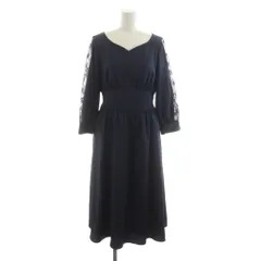 ジルバイジルスチュアート JILL by JILLSTUART ワンピース ロング 長袖 M 紺 ネイビー レース Vネック フレア /RR