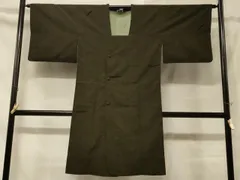 平和屋着物＃道行コート　輪奈ビロード　風景地紋　媚茶色　ロング丈　正絹　逸品　CABD1550in