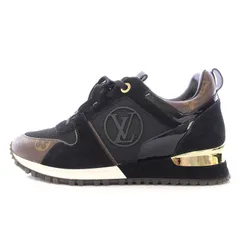ルイヴィトン LOUIS VUITTON ランアウェイライン モノグラム ローカットスニーカー シューズ スエード メッシュ 切替 ロゴ 38 黒 ブラック 茶 ブラウン GO1118 /BB