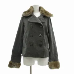 ナイスクラップ NICE CLAUP Pコート ジャケット ラビットファー ダブル 裏地ドット柄 1 S グレー /TN 1025 ■MGのサムネイル