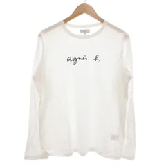 アニエスベーオム Agnes b. homme Tシャツ ロンT 長袖 2 クルーネック ロゴプリント 白 ホワイト /GV