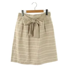 ナチュラルビューティー NATURAL BEAUTY スカート フレア 膝丈 リボンベルト付き 38 ベージュ /NR ■OS