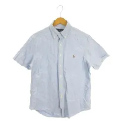 ラルフローレン RALPH LAUREN ボタンダウンシャツ 半袖 オックスフォード生地 ロゴ刺繍 M 青 ブルー /AH37 ■GY58