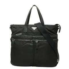 プラダ 三角ロゴプレート トートバッグ ショルダーバッグ 2WAY ブラック ナイロン サフィアーノレザー メンズ PRADA【1-0257034】