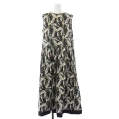 ビアズリー BEARDSLEY 22AW ノースリーブワンピース ロング マキシ プリント ギャザー F 黒 ブラック /KH