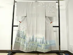 平和屋着物●十日町友禅作家　阿部佳雪　訪問着　遠山樹林文　暈し染め　正絹　逸品　CABC6586yc 平和屋着物○十日町友禅作家 阿部佳雪 訪問着 遠山樹林文 暈し染め