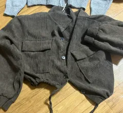 コーデュロイ クロップド ジャケット ブラウン