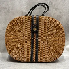 kate spade ケイトスペード かごバッグ バッグ ハンドバッグ ストロー バスケット 茶 ブラウン レザー ターンロック 金具 ロゴ ストライプ 内ポケット レディース