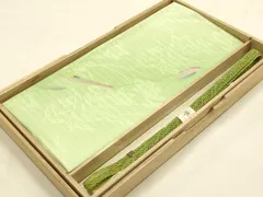 平和屋本店＊夏物　和装小物　帯締め・帯揚げセット　平組　レース組　枝葉文　暈し染め　金糸　逸品　未使用　AABF9952ay