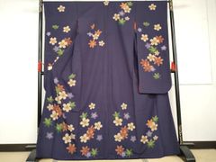未仕立て 正絹 丹後ちりめん 紫 金彩 藤 芍薬 振袖 身丈177 - メルカリ