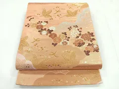 平和屋着物◎六通柄袋帯　唐織　光悦錦　流水花文　金糸　正絹　逸品　CABD5033nb