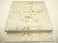平和屋着物▼六通柄袋帯　吉祥菱文　金銀糸　正絹　逸品　CABC3428akのサムネイル