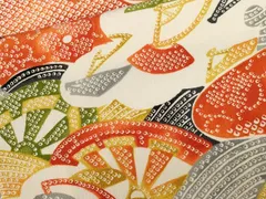 平和屋着物■上質な小紋　片輪車扇面花唐草文　正絹　逸品　CABD3650ev