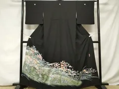 平和屋着物■豪華黒留袖　友禅　作家物　花籠文　暈し染め　正絹　逸品　CABD3657ev