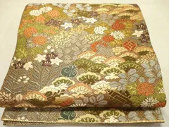 平和屋着物▼六通柄袋帯　唐織　花松文　金糸　正絹　逸品　DABD0060op