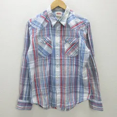 g■リーバイス/Levi's 長袖シャツ/ウエスタン チェック柄【L】青系/men's/71【中古】■