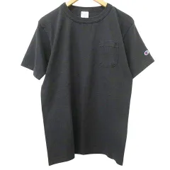 チャンピオン CHAMPION USA製 Tシャツ 半袖 T1011 ポケット カットソー クルーネック S 黒 ブラック