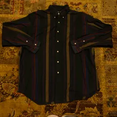 90s Ralph Lauren Panel Stripe BD Shirt / XL / Vintage Retro