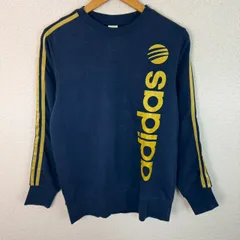 adidas アディダス スウェット ロゴプリント ネイビー Lサイズ メンズ 古着 スポーツMIX ストリート