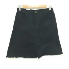 ブラック デニム スリット スカート L_S1697