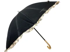 バーバリー　BURBERRY　日傘　雨傘　晴雨兼用　長傘　黒　ノバチェック　レース　親骨の長さ：47cm　送料無料