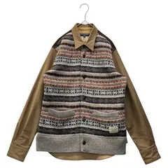 COMME des GARCONS HOMME(コムデギャルソンオム) 16AW gim Knit Corduroy Panel Work Shirt  ニット コーデュロイ 切替 ワークシャツ HR-B047 S ベージュ×グレー×ブラウン AD2016