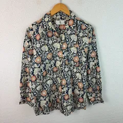 TB-SPORTS CINQ ティービースポーツ 長袖シャツ 総柄 ネイビー レディース 古着 レトロ モード アメカジ ストリート