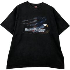 古着 00年代 ハーレーダビッドソン Harley-Davidson 鷲柄 イーグル柄 星条旗柄 モーターサイクル バイクTシャツ USA製/eaa615400
