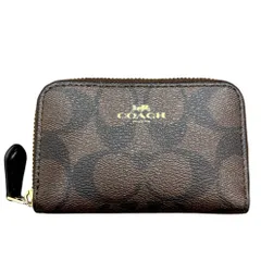 コーチ コインケース ブラウン 小銭入れ シグネチャー ジップ アラウンド F78005 IMAA8 PVC レザー シンプル コンパクト レディース COACH