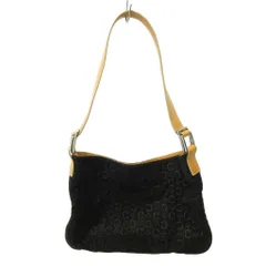 セリーヌ CELINE ミニ ワンショルダーバッグ C マカダム 総柄 スエード レザー 黒 ブラック 0204