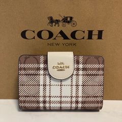 新品 未使用 COACH チェック柄 二つ折り財布 - メルカリ