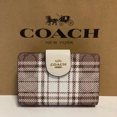 新品　COACH 長財布　コーチ　二つ折り財布　レディース メンズ ホワイト ブラウン チェック