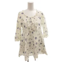 ピンクハウス PINK HOUSE カットソー ブラウス 七分袖 レース フリル 花柄 白 ホワイト /FF ■GY61