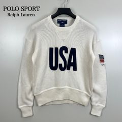 ポロラルフローレン ハーフジップ スウェット 白 星条旗 ワッペン L