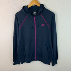 adidas アディダス スウェット パーカー ロゴ刺繍 ネイビー Lサイズ 古着 ストリート スポーツMIX