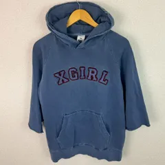 X-girl エックスガール スウェット パーカー ロゴ刺繍 ブルー レディース 古着 ストリート Y2K