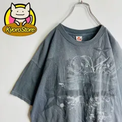 【a049】Tシャツ プリントデザイン 車 レトロ感 ダークグレー 古着