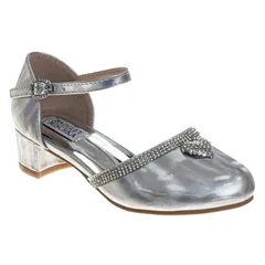 バッジェリーミシュカ レディース シューズ パンプス ヒール Badgley Mischka Embellished Heart Accent Girls Low Heeledresshoes Grey グレー