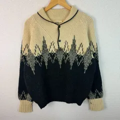 monsieur NICOLE ムッシュニコル ニット セーター 総柄 ベージュ メンズ 古着 レトロ モード アメカジ