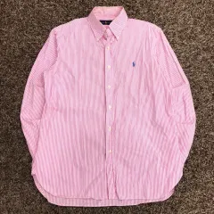 100 ポロ ラルフローレン ピンク ストライプ シャツ