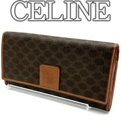 CELINE セリーヌ 長財布 がま口 マカダム PVC ブラウン ロングウォレット 小銭入れ付き カード収納 大容量 ヴィンテージ クラシック レディース メンズ