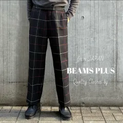 BEAMS PLUS / 強撚ウール マッケンジーチェック ドローストリング トラウザーズ
