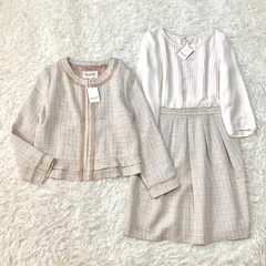 【タグ付き】 SOUP セレモニースーツ ワンピースとノーカラージャケットのセット ベージュ系 ラメツイード ジャケット11、ワンピース9サイズ