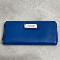 MARC BY MARC JACOBS マークバイマークジェイコブス ラウンドファスナー 長財布 レザー ブルー 青 シルバー金具 ロゴプレート レディース ウォレット