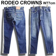 RODEO CROWNS　ロデオクラウンズ　サイドスウェット スキニーデニム　W77cm / レディース M 相当　ハイストレッチ　良品　ホワイトステッチ　インディゴ　レディース