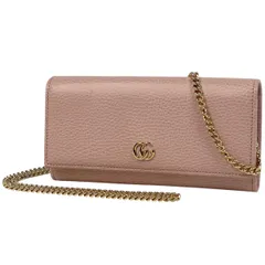 グッチ GUCCI GGマーモント チェーンウォレット ダブルG チェーンウォレット レザー ピンク 546585 レディース 【中古】